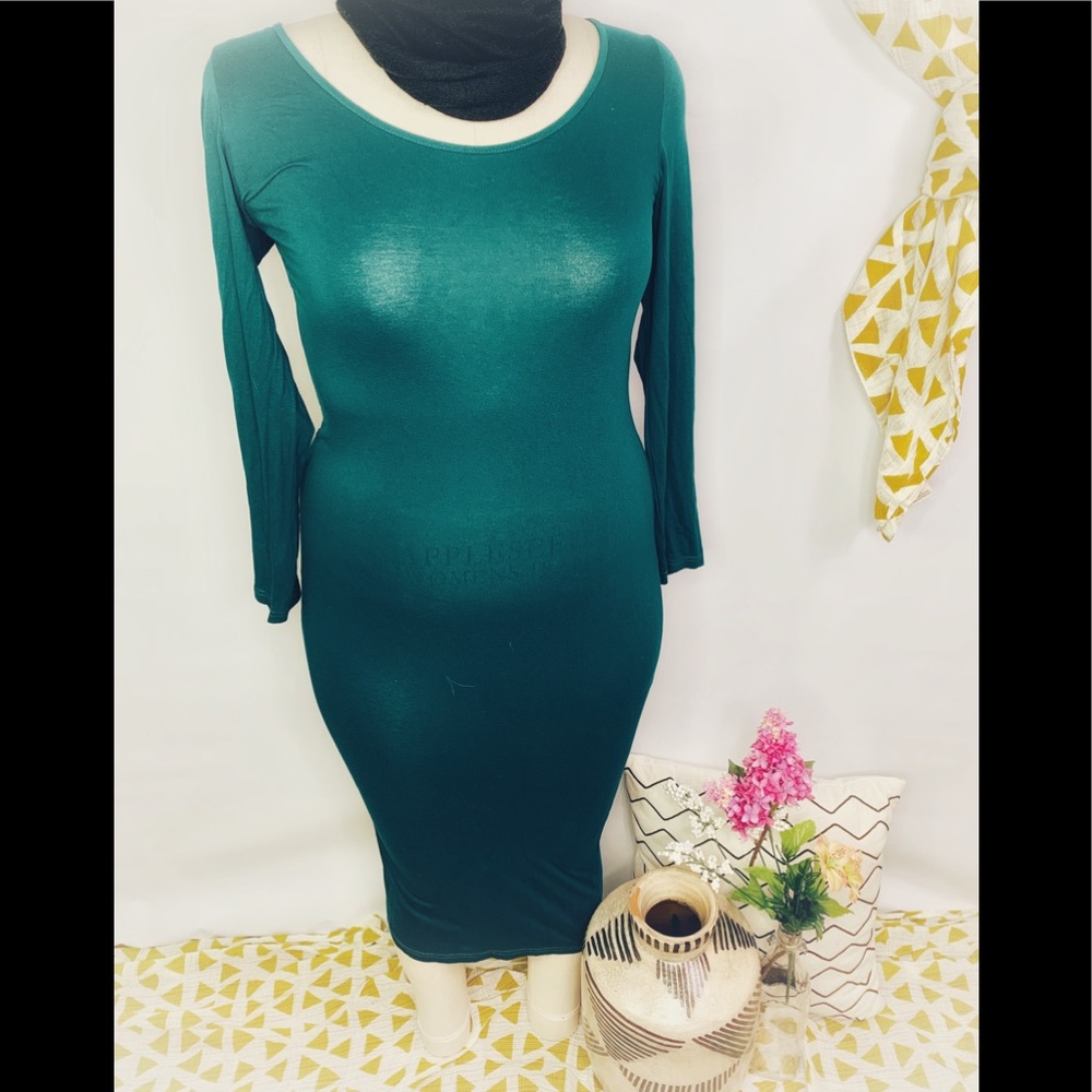 asos curve midi bodycon dress in teal US14